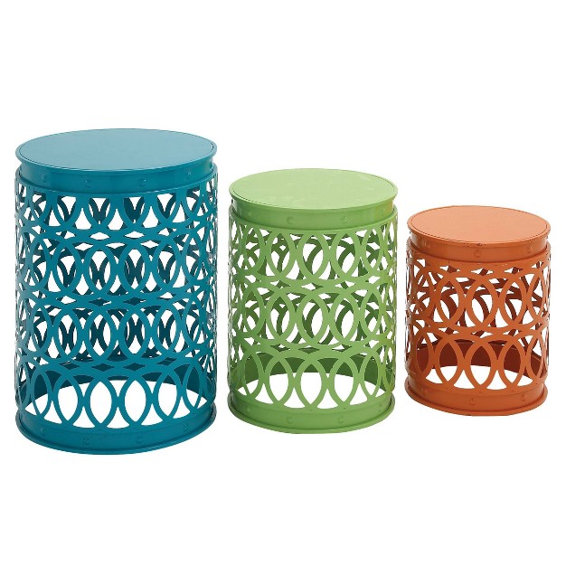 Set Of 3 Coastal Metal Accent Tables Black Olivia amp May