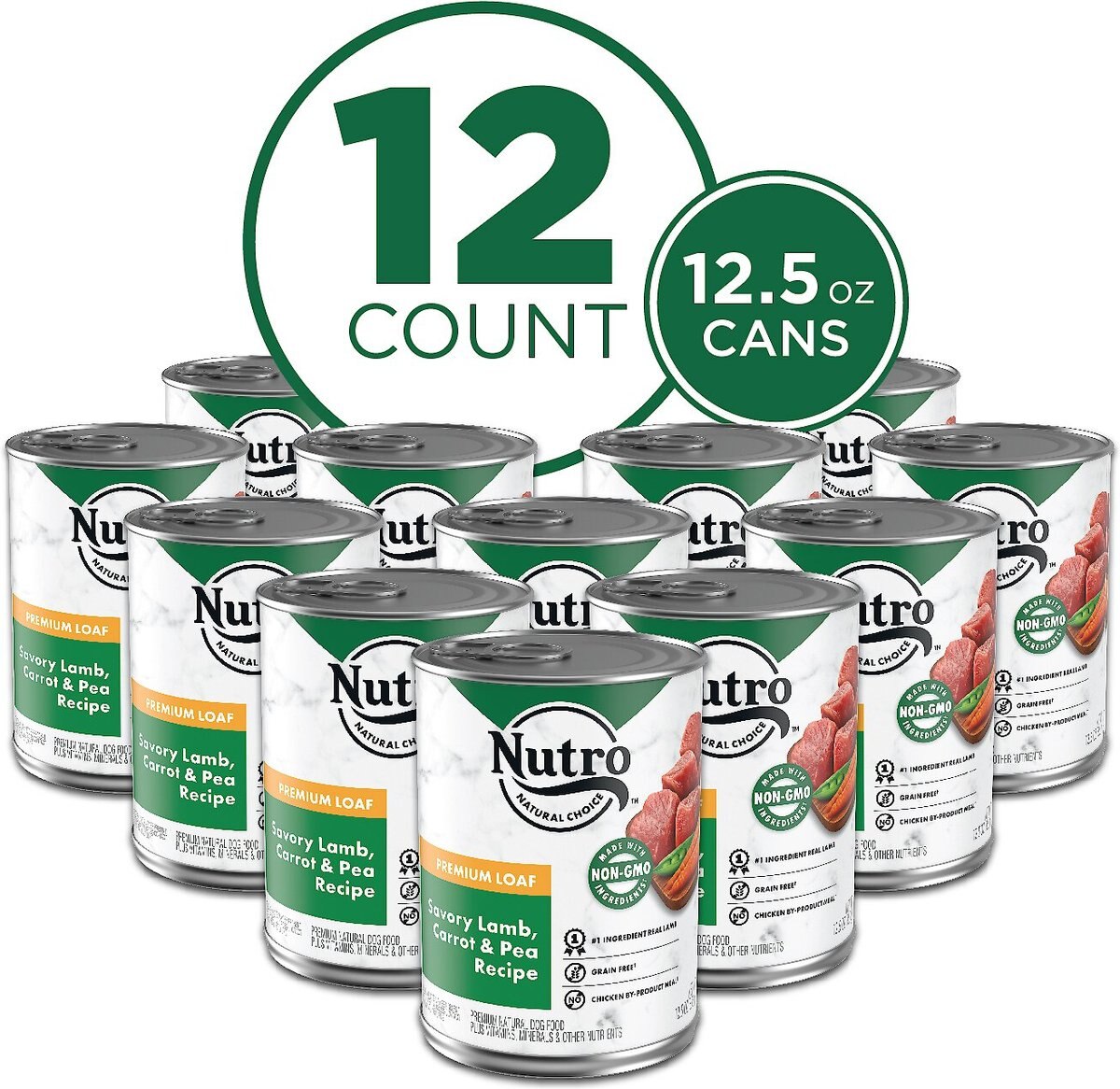 Nutro Premium Loaf Savory Lamb， Carrot and Pea Recipe Grain-Free Canned Dog Food