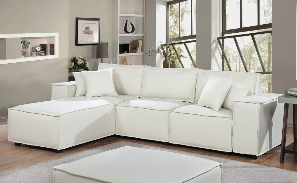 Harvey Reversible Sectional Sofa Chaise  Beige   Transitional   Sectional Sofas   by Homesquare  Houzz