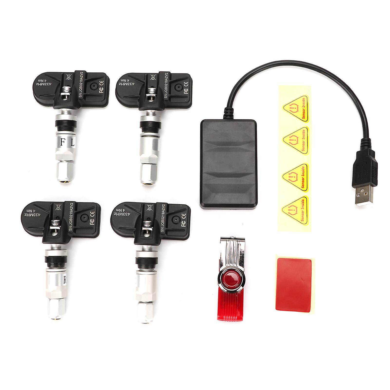 Auto Car Tire Pressure Monitor System Usb Tpms With Internal Sensor For Android Navigation