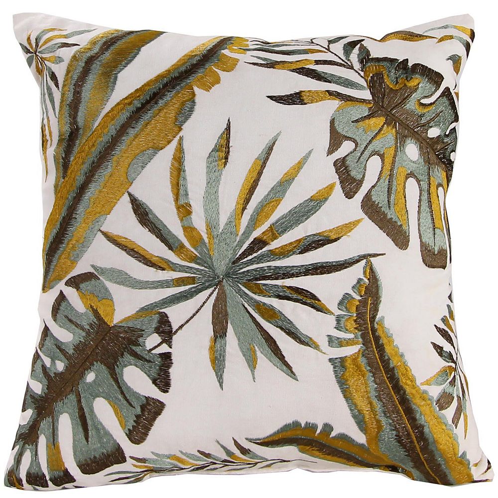 Jordan Manufacturing Embroidered Palms Indoor Outdoor Throw Pillow