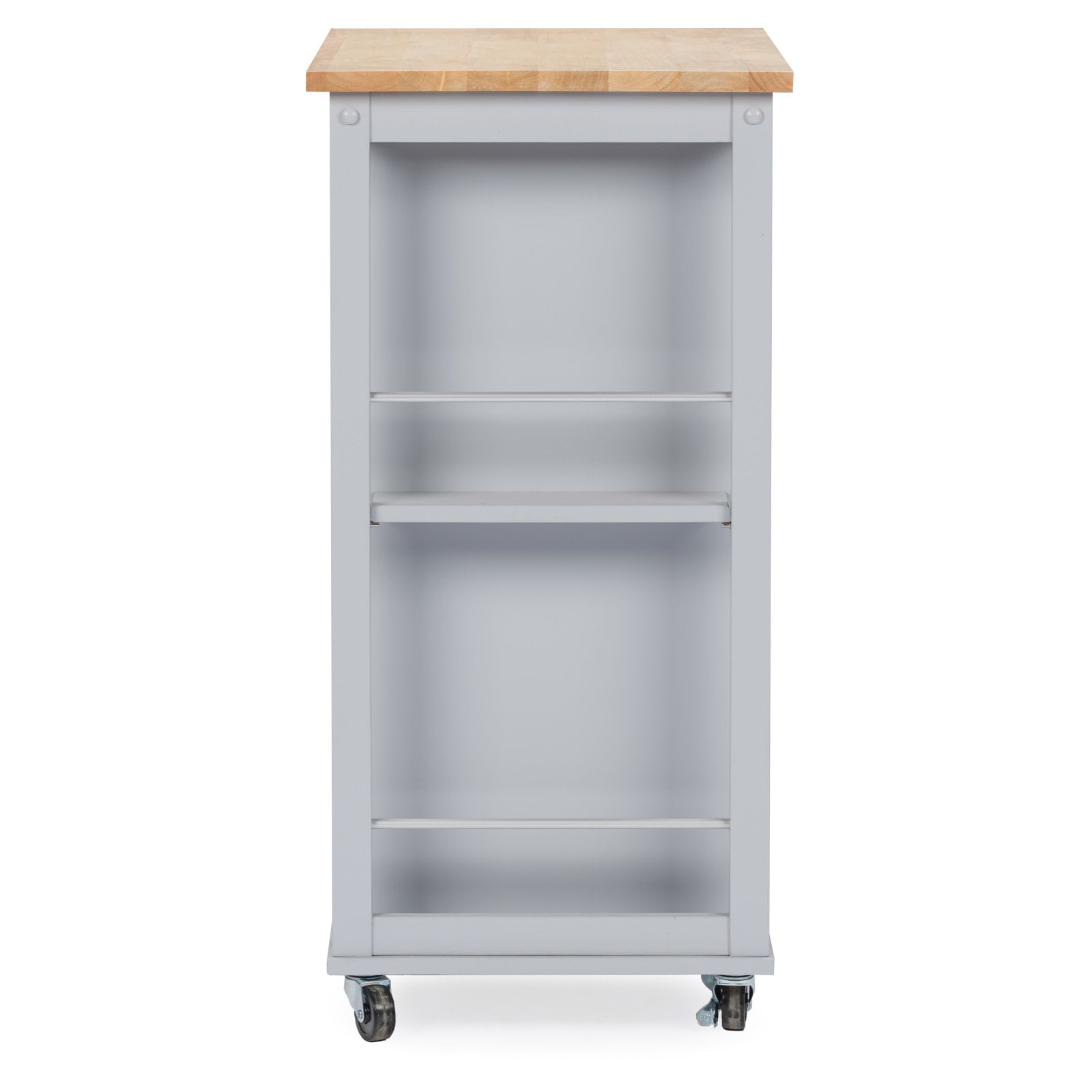 Baxton Studio RT311-OCC Yonkers Contemporary Light Grey Kitchen Cart with Wood Top - 34.38 x 25.5 x 16.88 in.