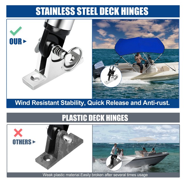 Unique Bargains 600d Bimini Top With Stainless Steel Deck Hinges