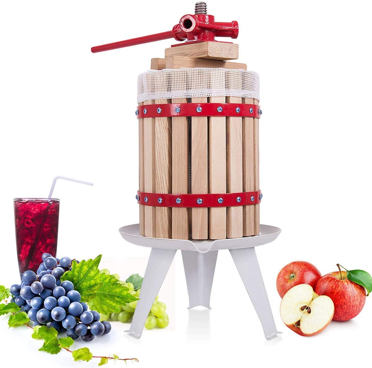 Fruit and Wine Press, 1.6 Gallon /6 Liter Solid Wood Basket