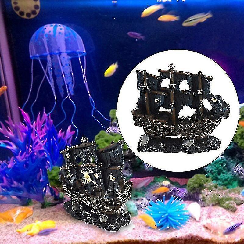 Resin Pirate Ship Decoration Aquarium Beautification Fish Tank Decoration Shipwreck Decoration Ship