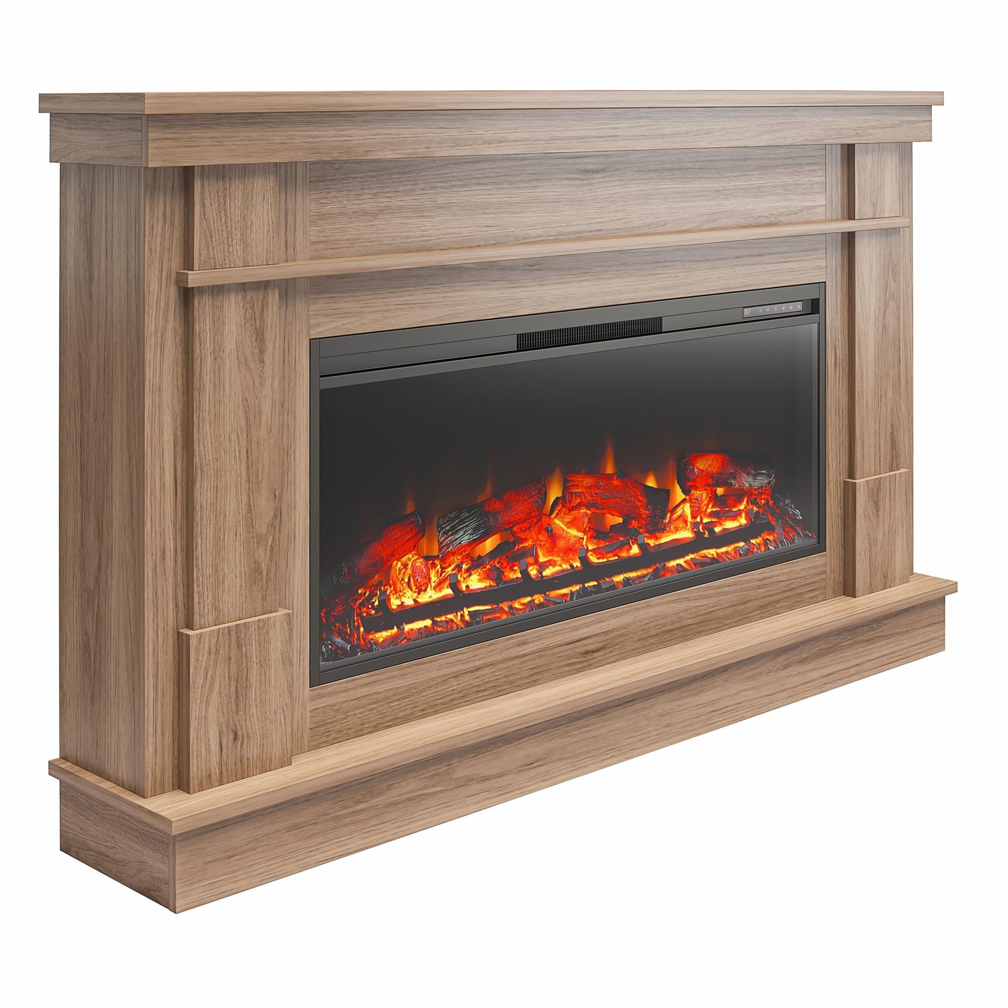 Ameriwood Home Elmdale Wide Mantel with Linear Electric Fireplace, Walnut