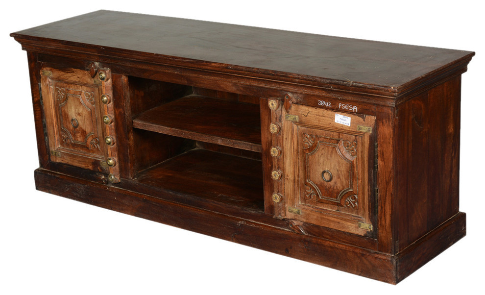 Dutch 17thC Fusion Reclaimed Wood Carved TV Console Media Cabinet   Traditional   Entertainment Centers And Tv Stands   by Sierra Living Concepts Inc  Houzz