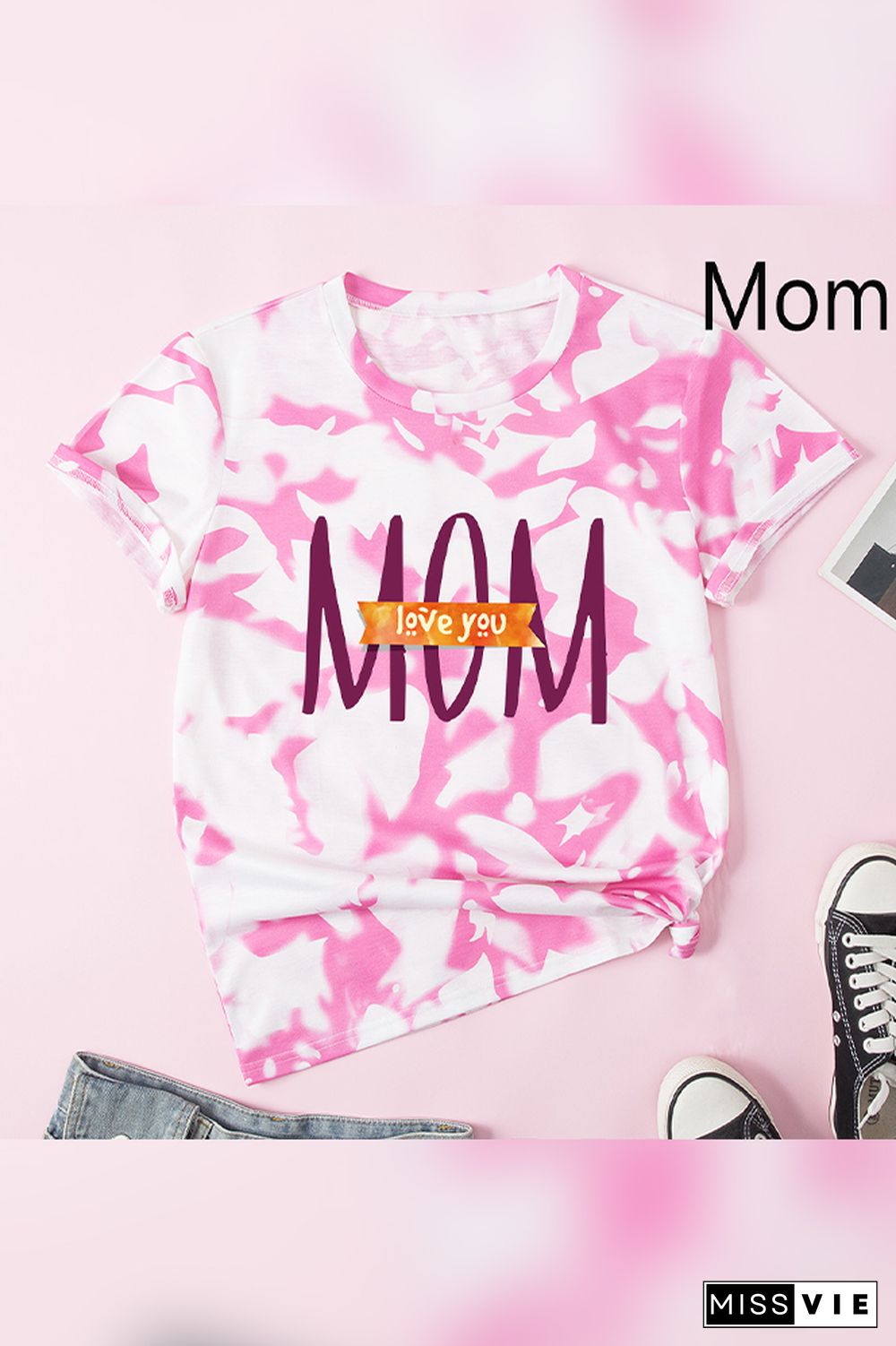 Family Matching Mother's Day MOM Print Short Sleeve Tee Wholesale