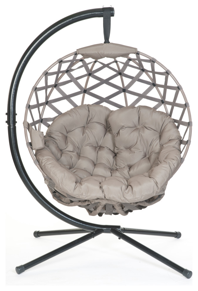 66H x 40W x 43D Beige Crossweave Hanging Ball Chair   Transitional   Hammocks And Swing Chairs   by IDEAZ International  LLC  Houzz