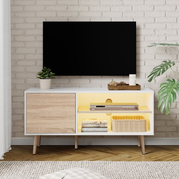 Mid Century Modern TV Stand for up to 85 inch 2 in 1 Media Console