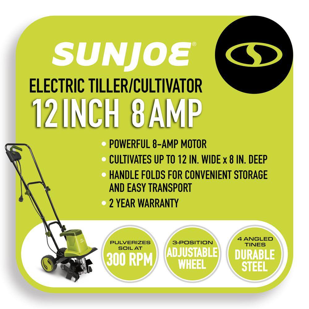 Sun Joe 12-In 8-Amp Electric Garden TillerCultivator TJ602E