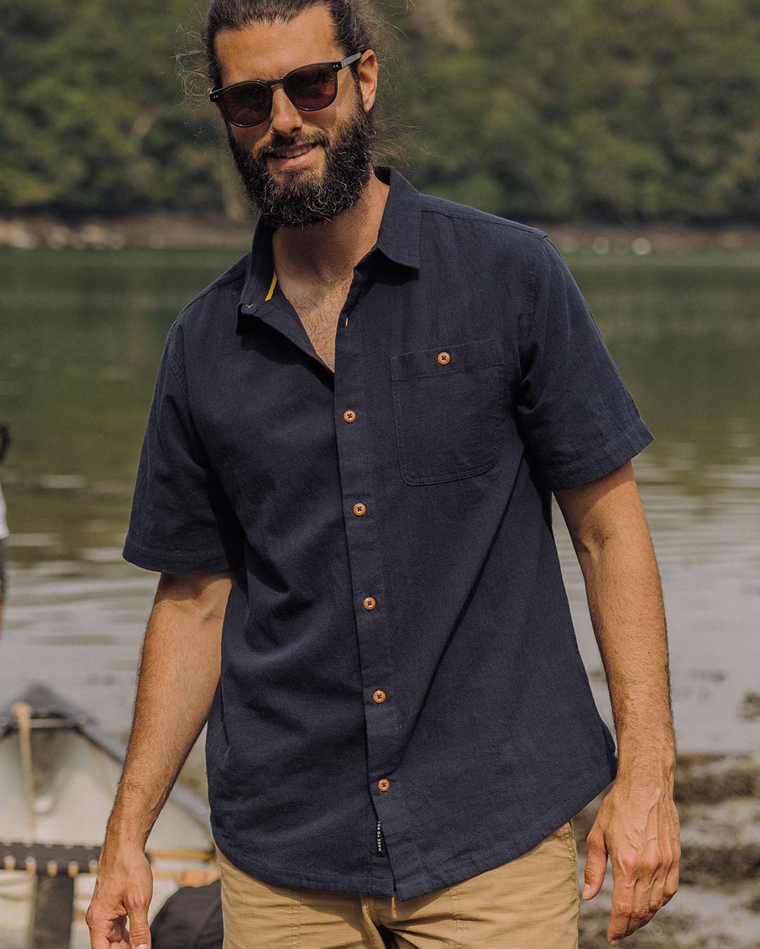 Chill Textured Short Sleeve Shirt - Deep Navy