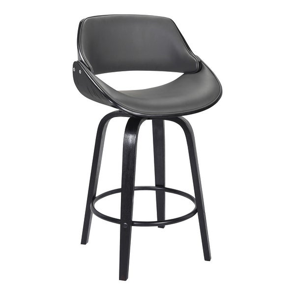 26 Inch Leatherette and Wooden Swivel Barstool - 37.5 H x 20.5 W x 19.5 L Inches