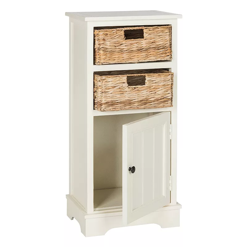 Safavieh Connery Storage Cabinet and Wicker Basket 3-piece Set