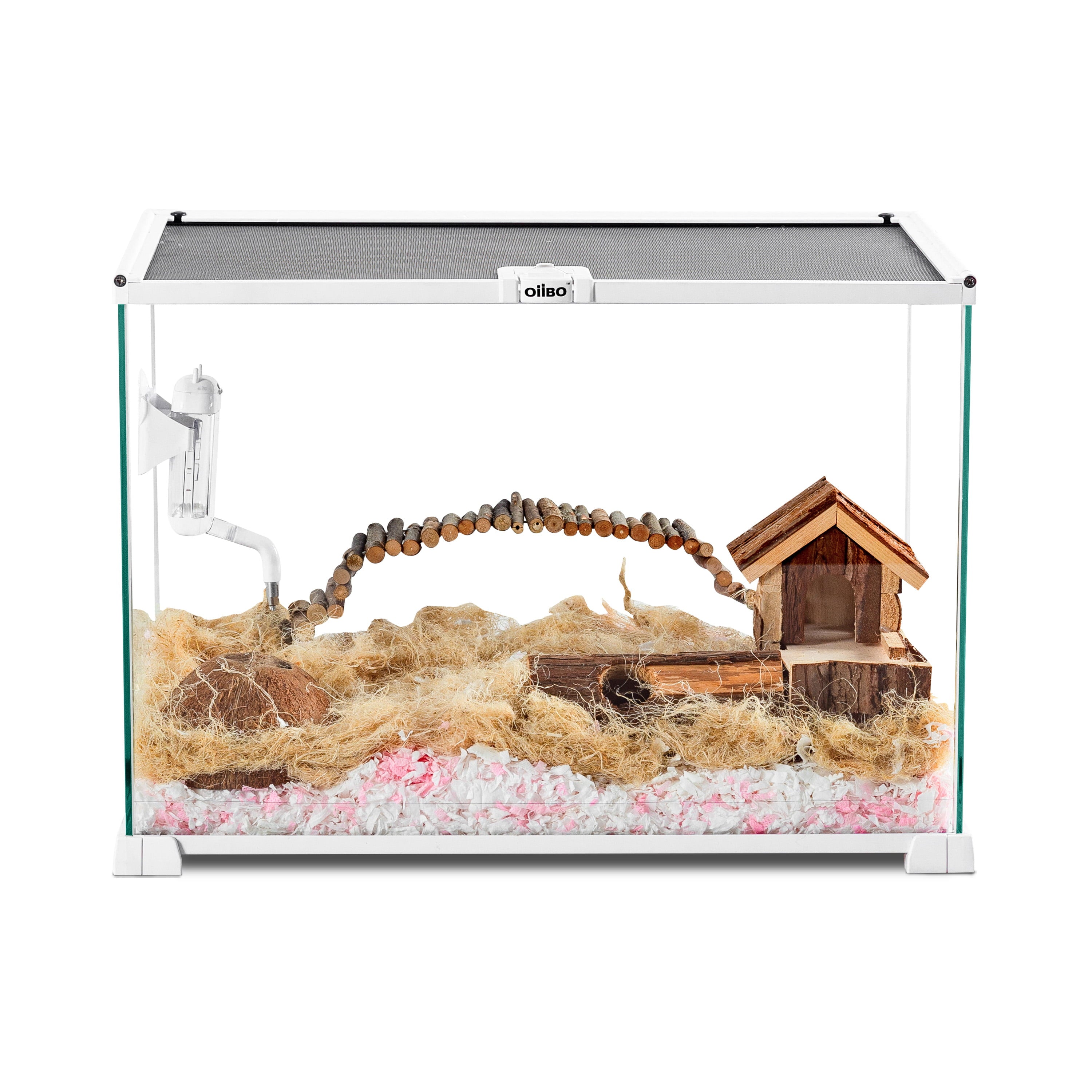 OiiBO Knock-Down Mini Glass Reptile Habitat， 360 Rotation Visually Reptile Terrarium 20”×12”×14”(14.5 gallon)，Easy Assembly.