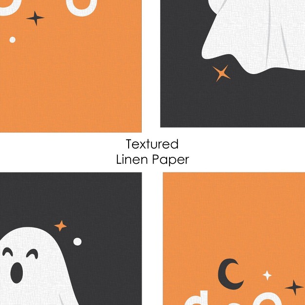 Big Dot Of Happiness Spooky Ghost Unframed Ghouls Halloween Linen Paper Wall Art Set Of 4 Artisms 8 X 10 Inches