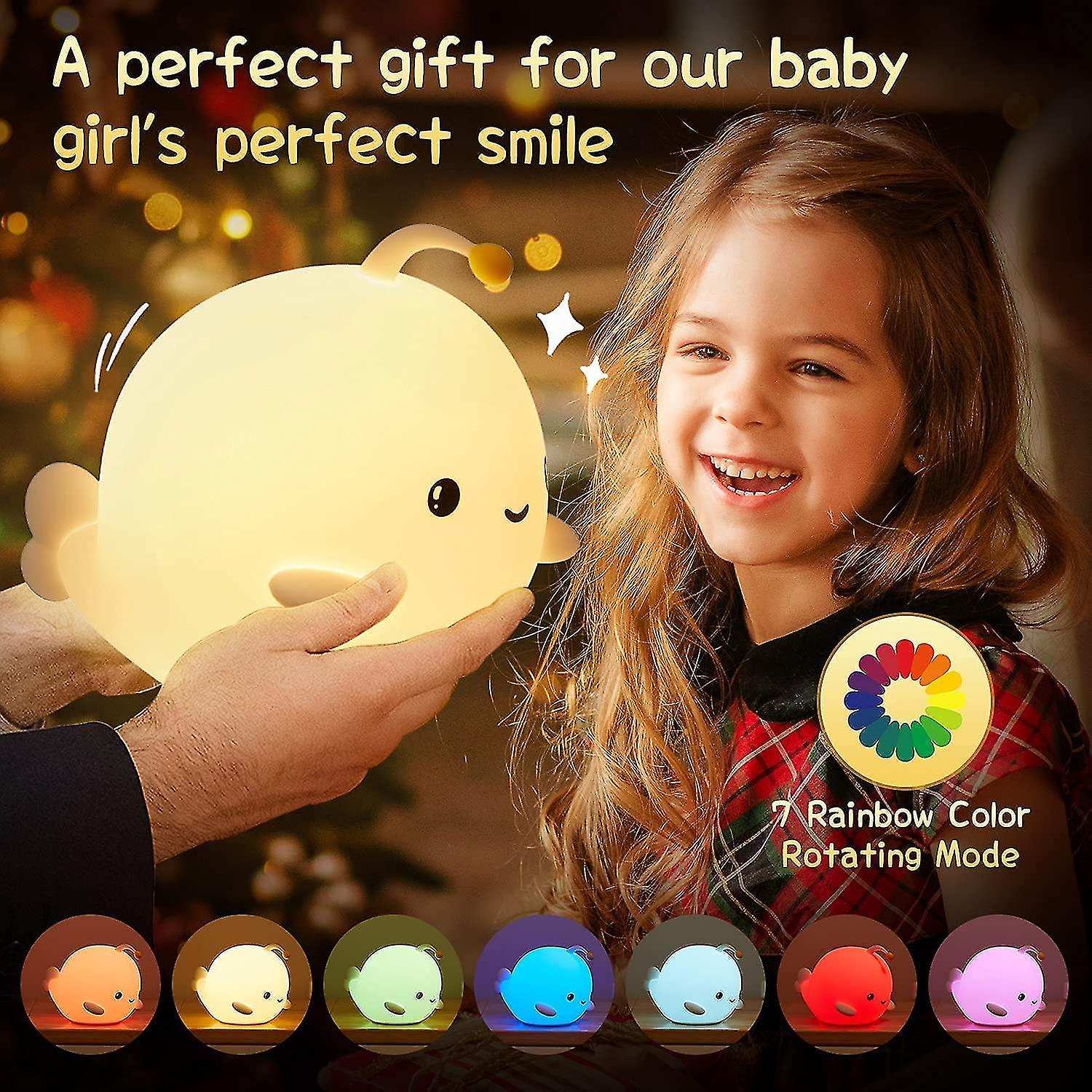 Cute Children's Baby Night Light 7 Color Changing Soft Silicone Children's Night Light Control Usb