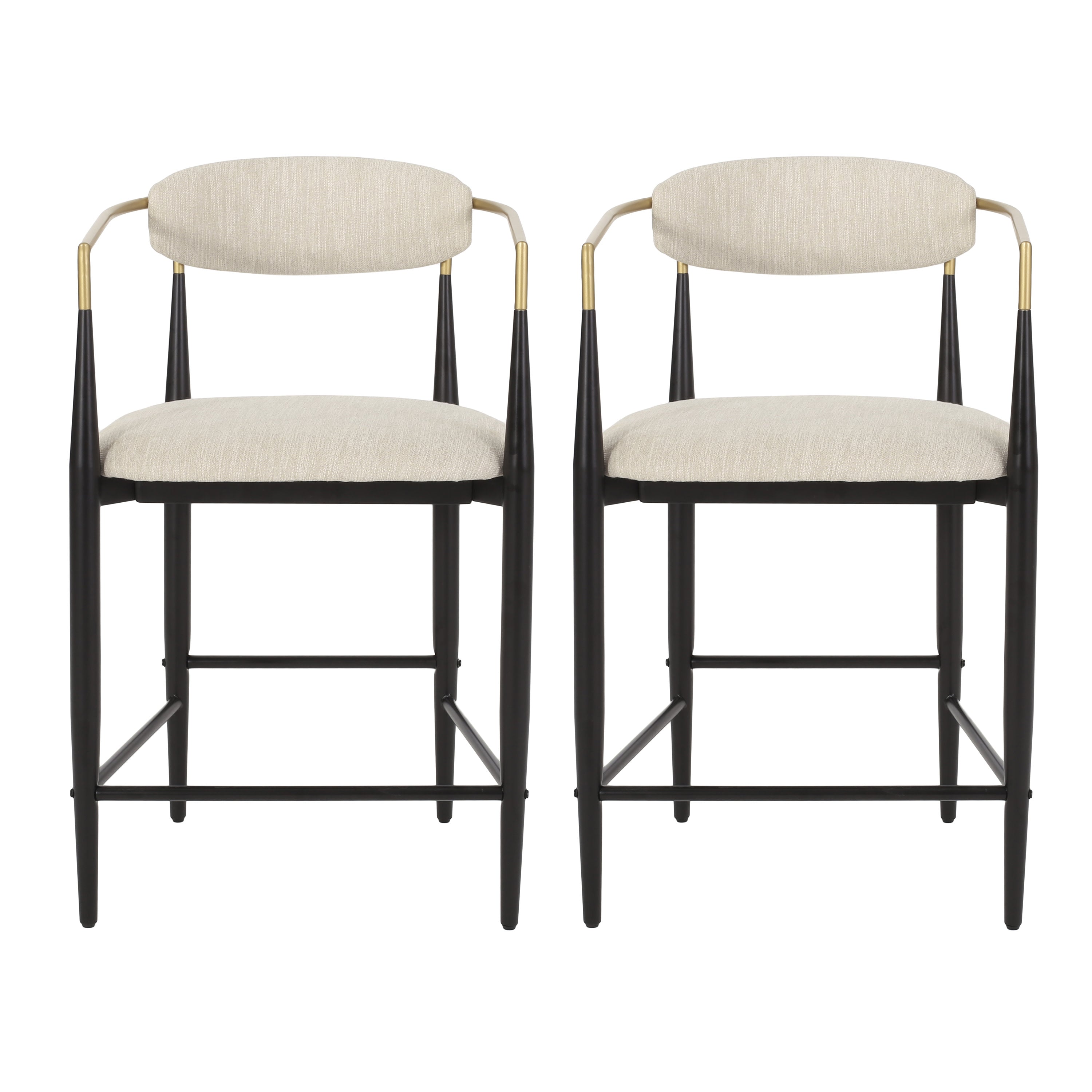 Camas Modern Fabric Upholstered Iron 25 Inch Counter Stools, Set of 2