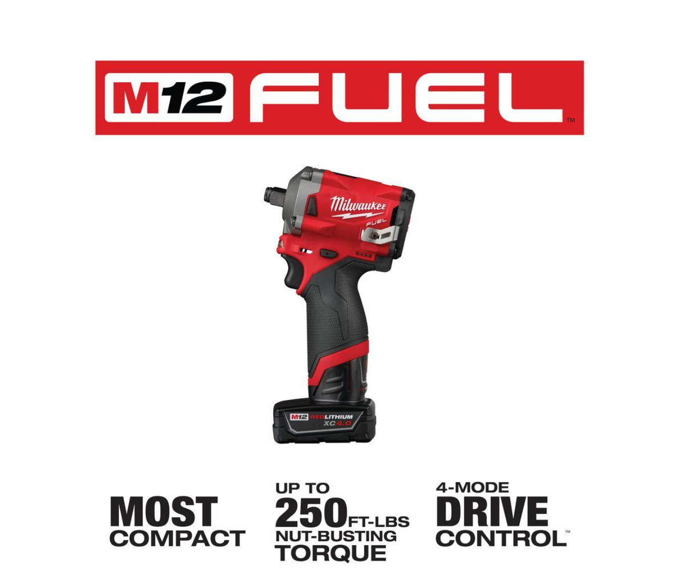 Milwaukee 2555-22-0852-20 M12 FUEL 12V Lithium-Ion Brushless Cordless Stubby 1/2 in. Impact Wrench Kit with Compact Spot Blower