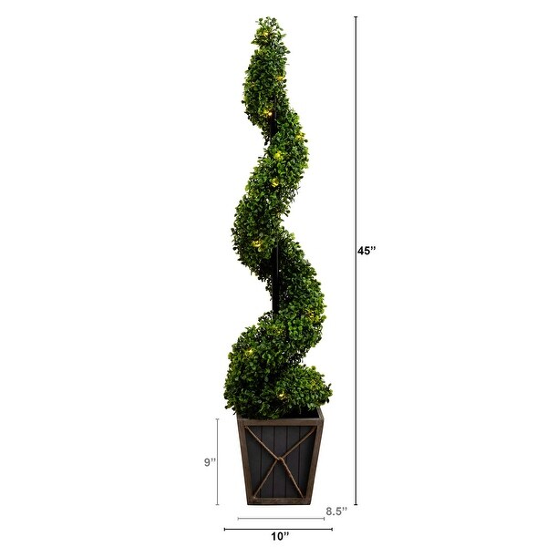 45 UV Resistant Boxwood Spiral Topiary with Lights in Planter