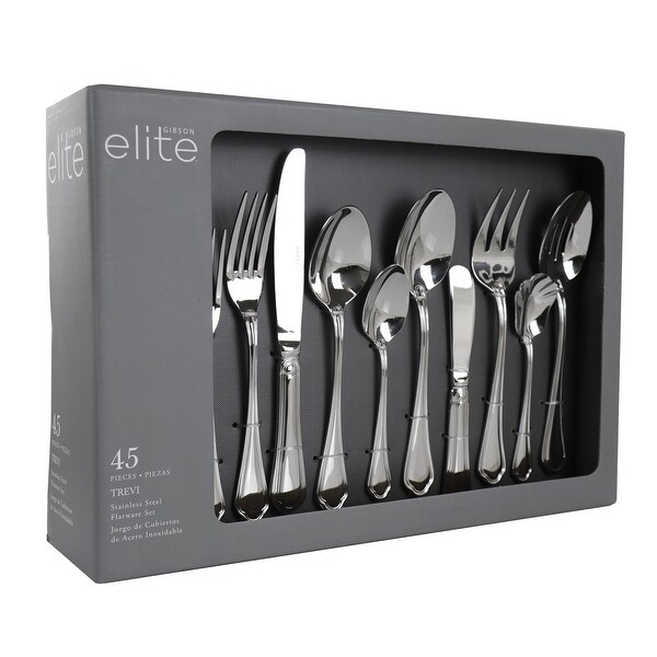 45 Piece Stainless Steel Flatware Set in Silver