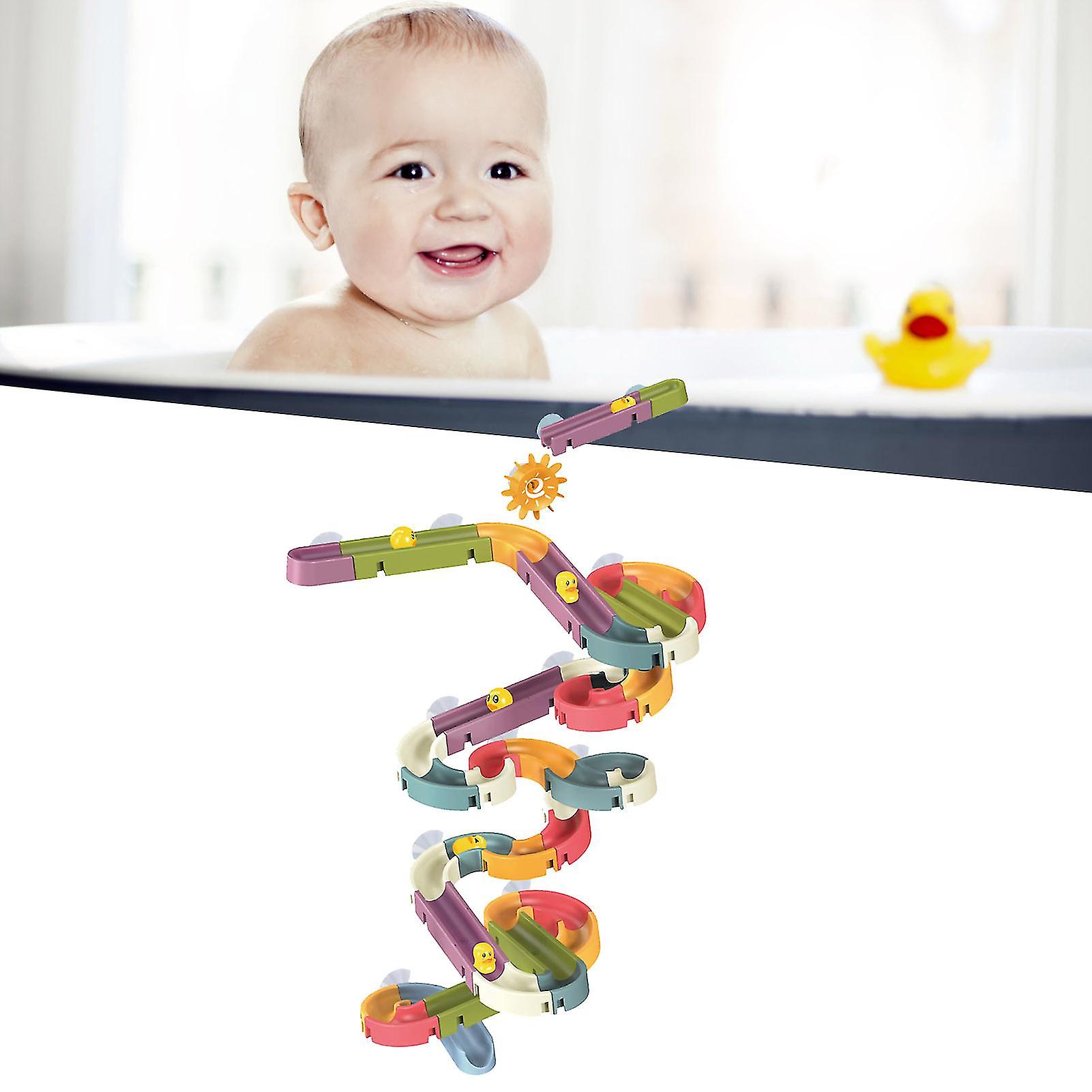 Shower Track Toy Cute Duckling Baby Bath Track Slide Toys Educational Bathroom Assemble Children Toy 26A (66 Pcs Set)