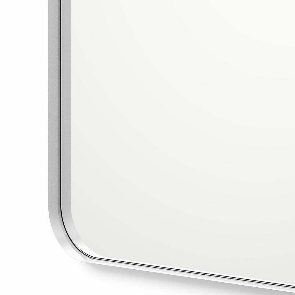 better bevel 24 in. x 36 in. Metal Framed Rounded Rectangle Bathroom Vanity Mirror in Silver 20014