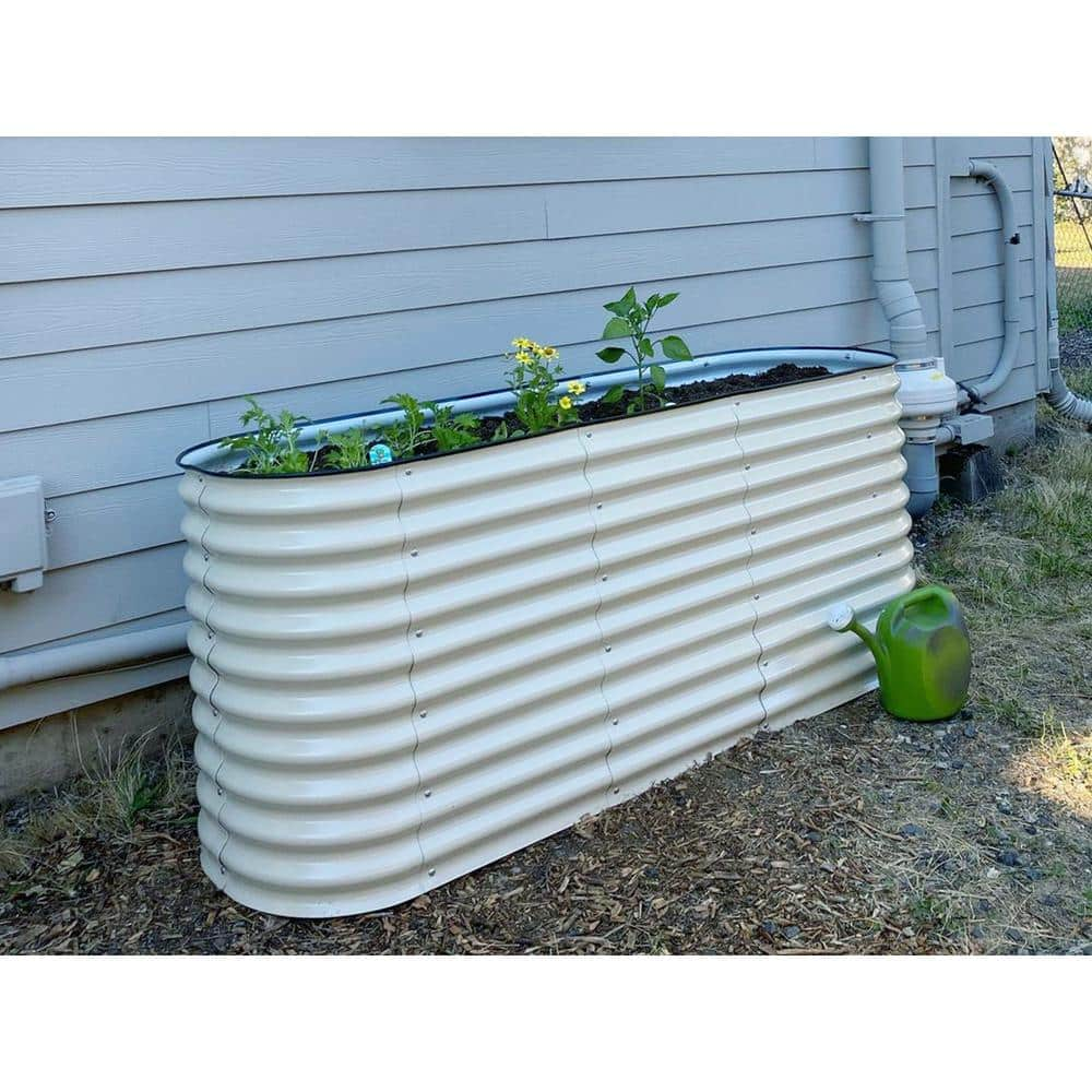 vego garden 32 in. Extra-Tall 6-In-1 Modular Pearl White Metal Raised Garden Bed Kit VB6N132W