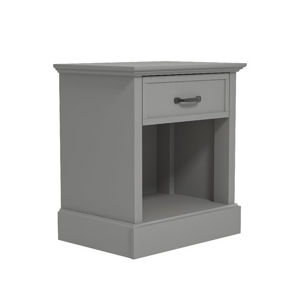 Set of 2 Gray Wooden Cabinet Nightstands with Single Drawer 24.25