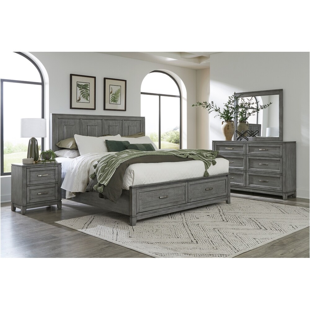 Saratoga 3 Piece Gray Modern Storage Platform Bedroom Set