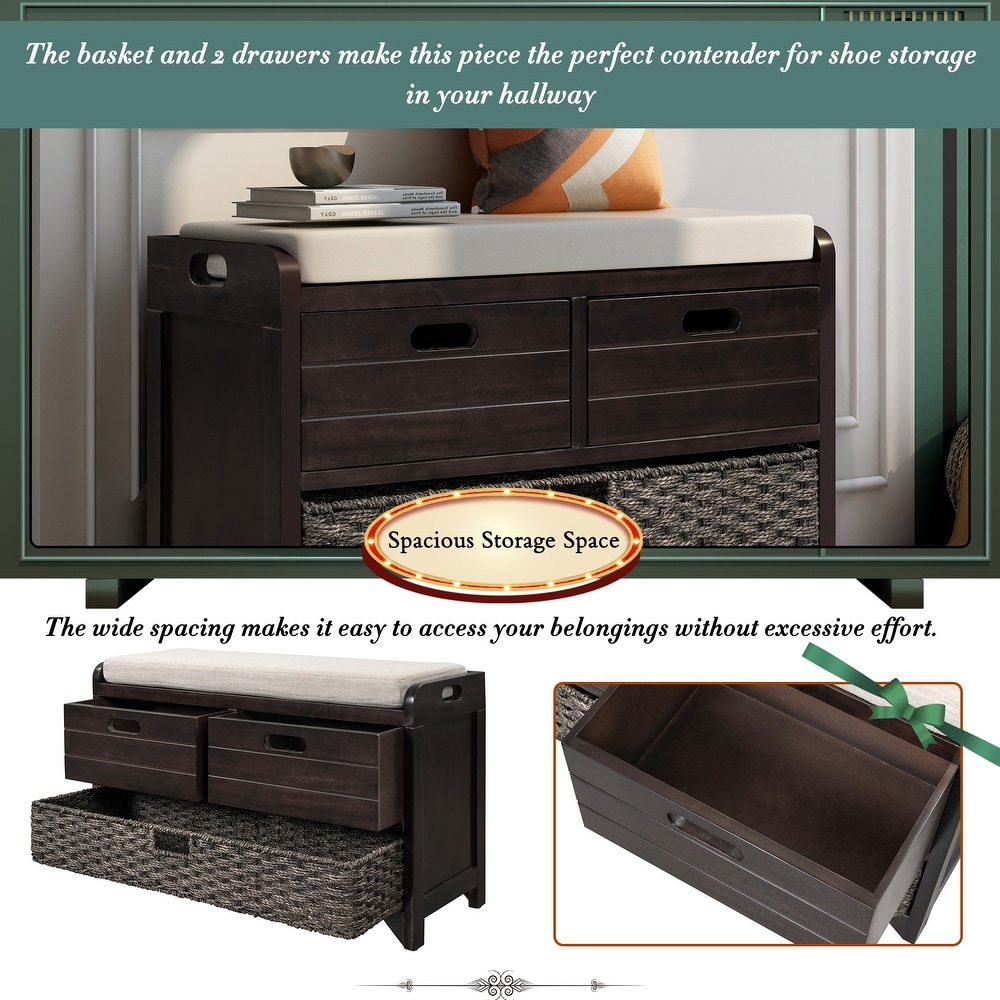 Storage Bench Entryway Benches with Storage Space   3 Drawers