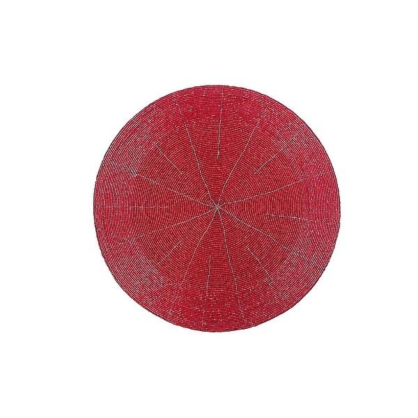 Christmas Beaded Round Placemat Red