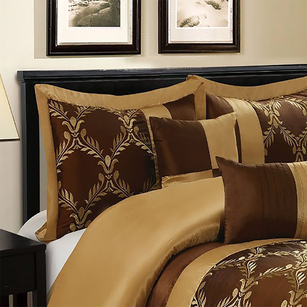 7 Piece Taffeta Fabric Embroideried Bed In A Bag  Comforter Set-Claremont