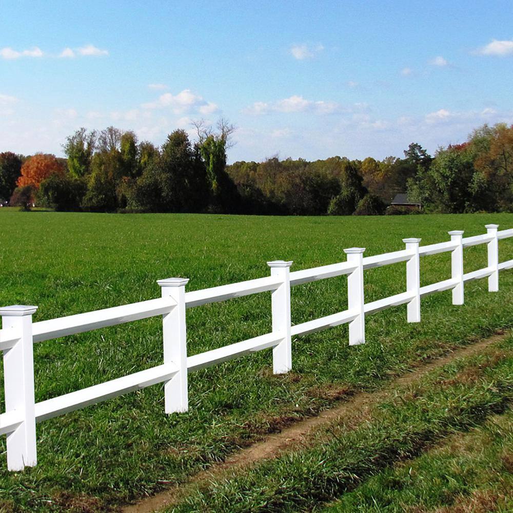 Weatherables 2-Rail Diamond 3 ft x 8 ft White Vinyl Fence Panel with 2 rails PWHF-2RAIL6-DIAMOND