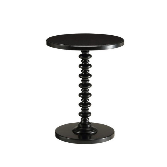 Benzara BM157293 22 Inch Round Wooden Side Table w...