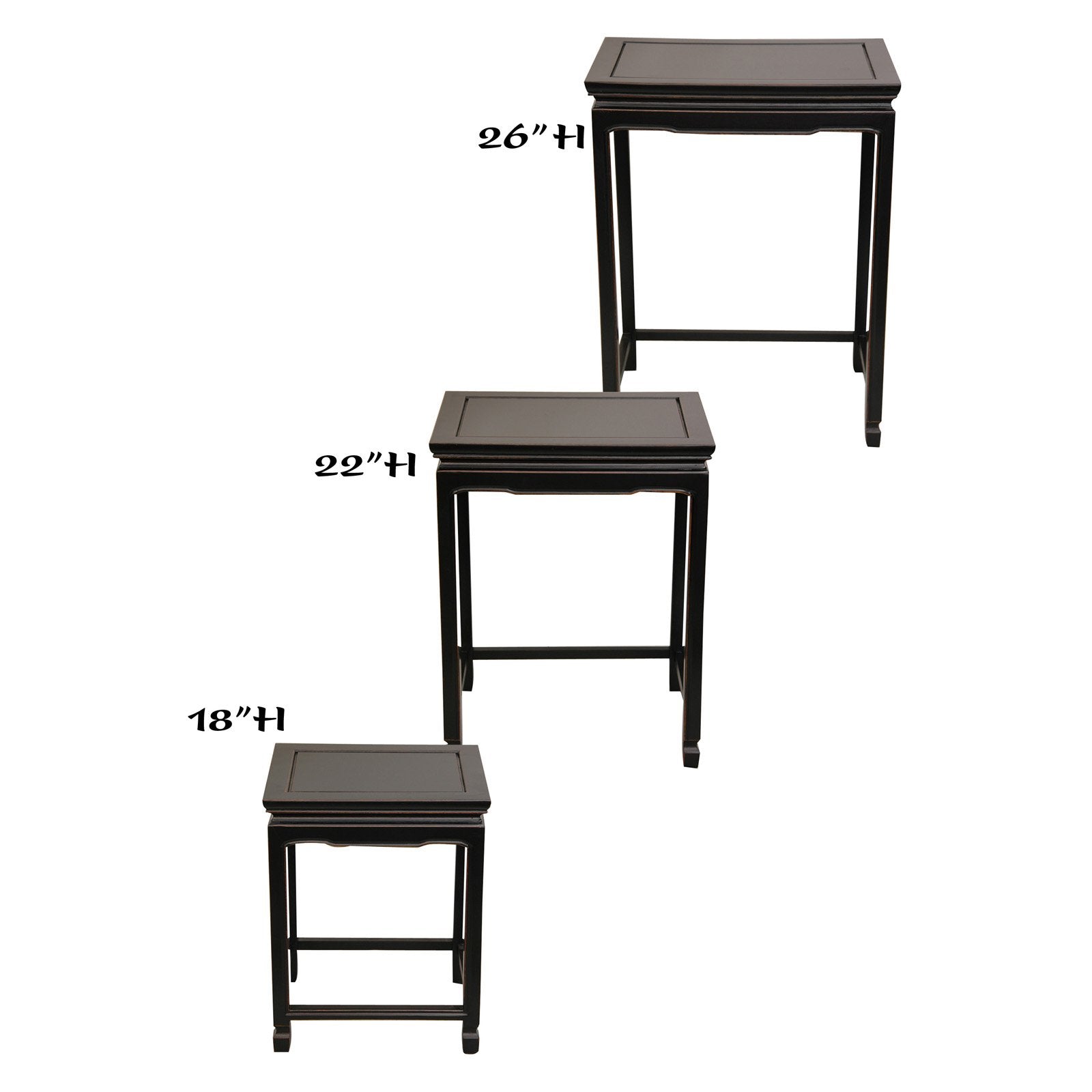 Oriental Furniture Rosewood Nesting Tables in Antique Black