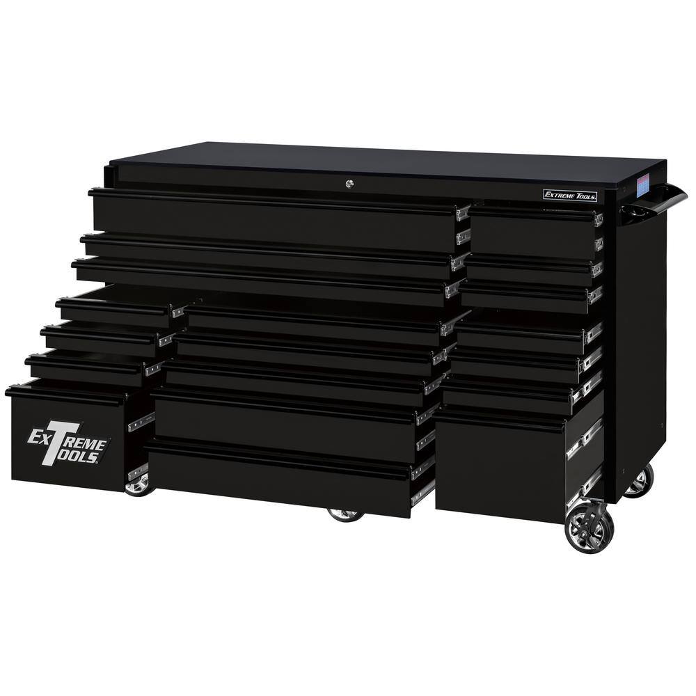 Extreme Tools 72 in. 19-Drawer Roller Cabinet Tool Chest in Matte Black with Black Drawer Pulls RX723019RCMBBK-250