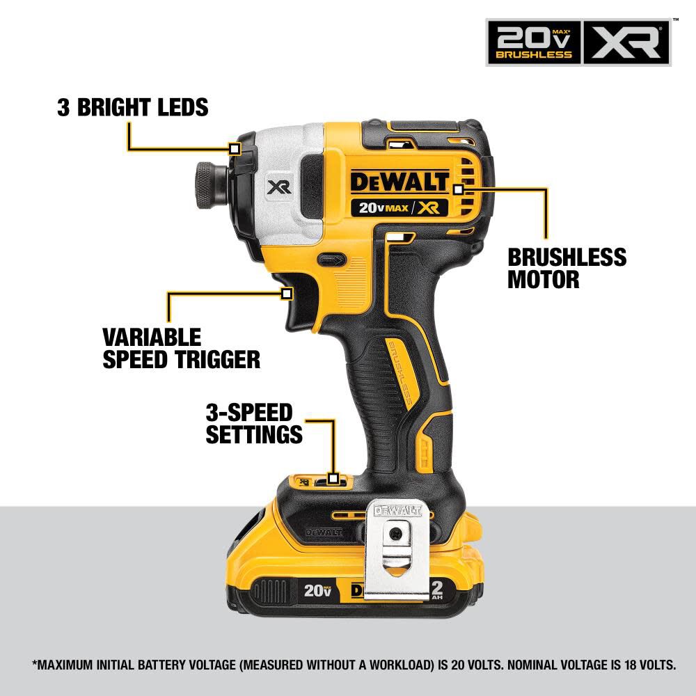 DW 20 V MAX* XR Drywall Screwgun and Impact Driver Kit (2.0Ah) DCK267D2 from DW