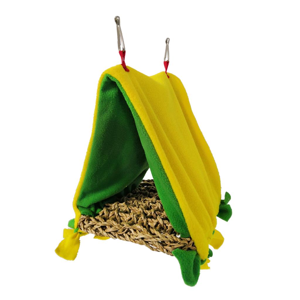 Bird Parrot ing Perch Cage Bed Parakeet Triangle Hammock Hut Accessories Yellow