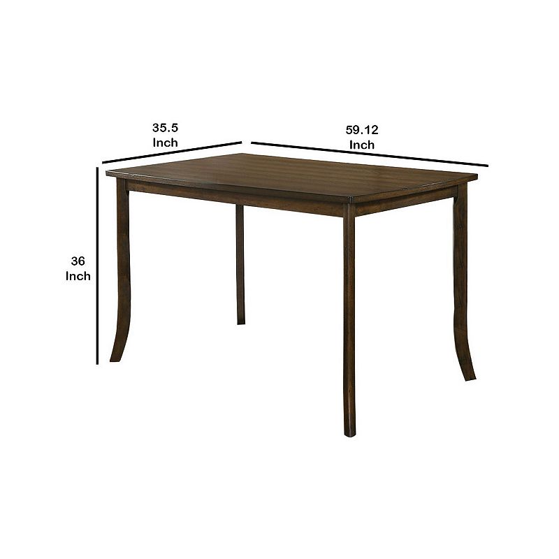 Rectangular Wooden Top Counter Height Table with Saber Legs， Brown