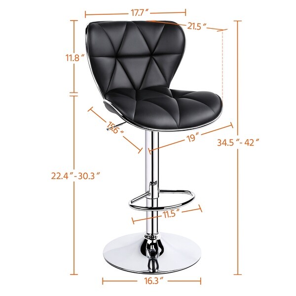 Yaheetech 2pcs Adjustable Chair Bar PU Leather Swivel Bar Stools