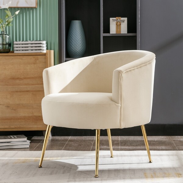 Fabric Armchair Accent Tub Barrel Chair with Gold Metal Legs