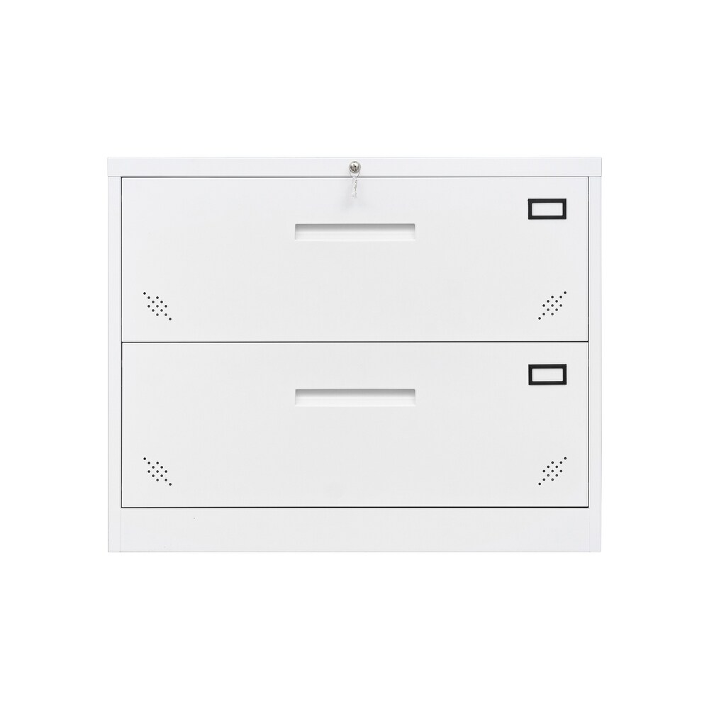 Steel Horizontal File Cabinet with Safety Lock and 2 Drawers   Applicable for Laws/Letters A4 Size Files