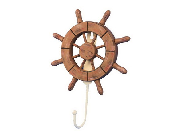 Handcrafted Model Ships Wheel 6 107 Rustic Wood Fi...