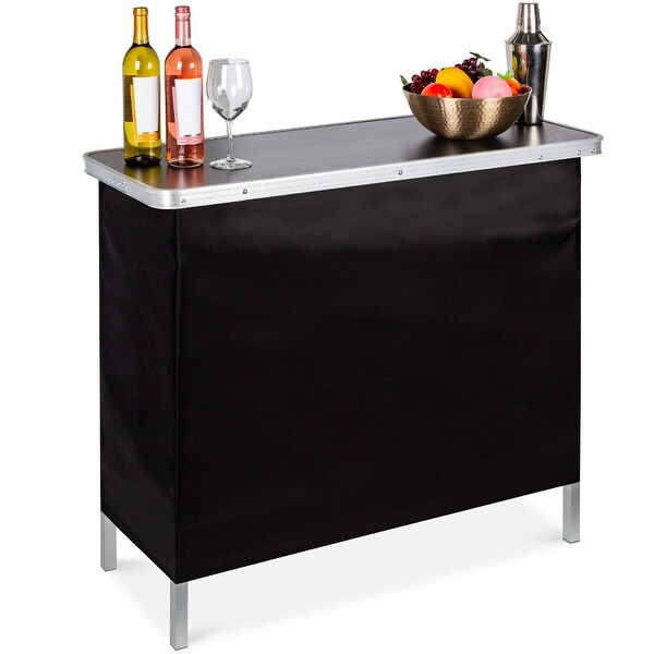 Portable PopUp Bar Table for In/Outdoor，Party，Picnic，Tailgate，Entertaining w/Carrying Case，Storage Shelf，Removable Skirt