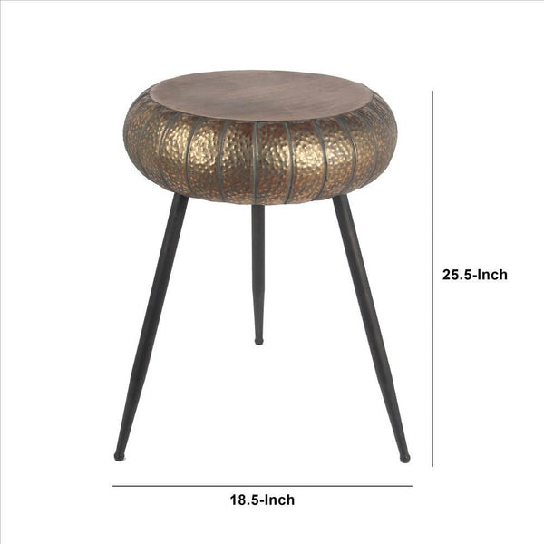 Benzara BM240971 Round Top Accent Table With Tripod Base  Large  Gold and Black   Midcentury   Side Tables And End Tables   by Uber Bazaar  Houzz