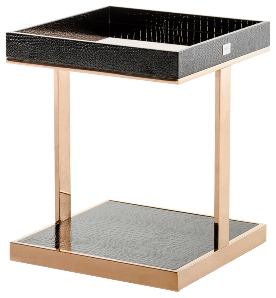 Hart Ria 20 quotSide End Table  Square Top  Black Crocodile Textured   Contemporary   Side Tables And End Tables   by VirVentures  Houzz