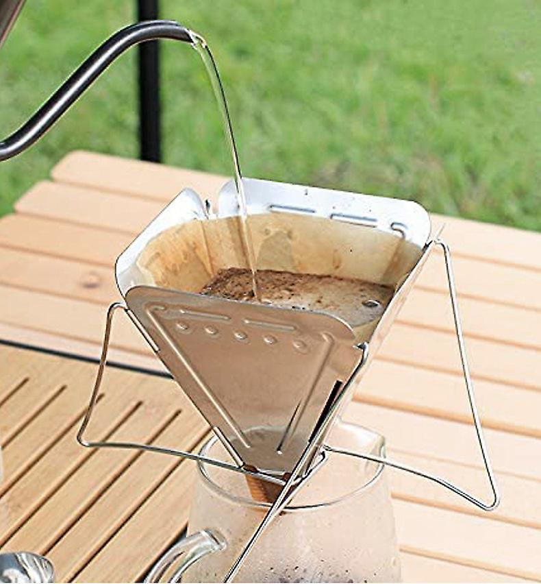 Foldable Coffee Drip Holder Stainless Steel Filter Cup Portable Funnel Coffee Grounds Filter Outdoor Camping Supplies