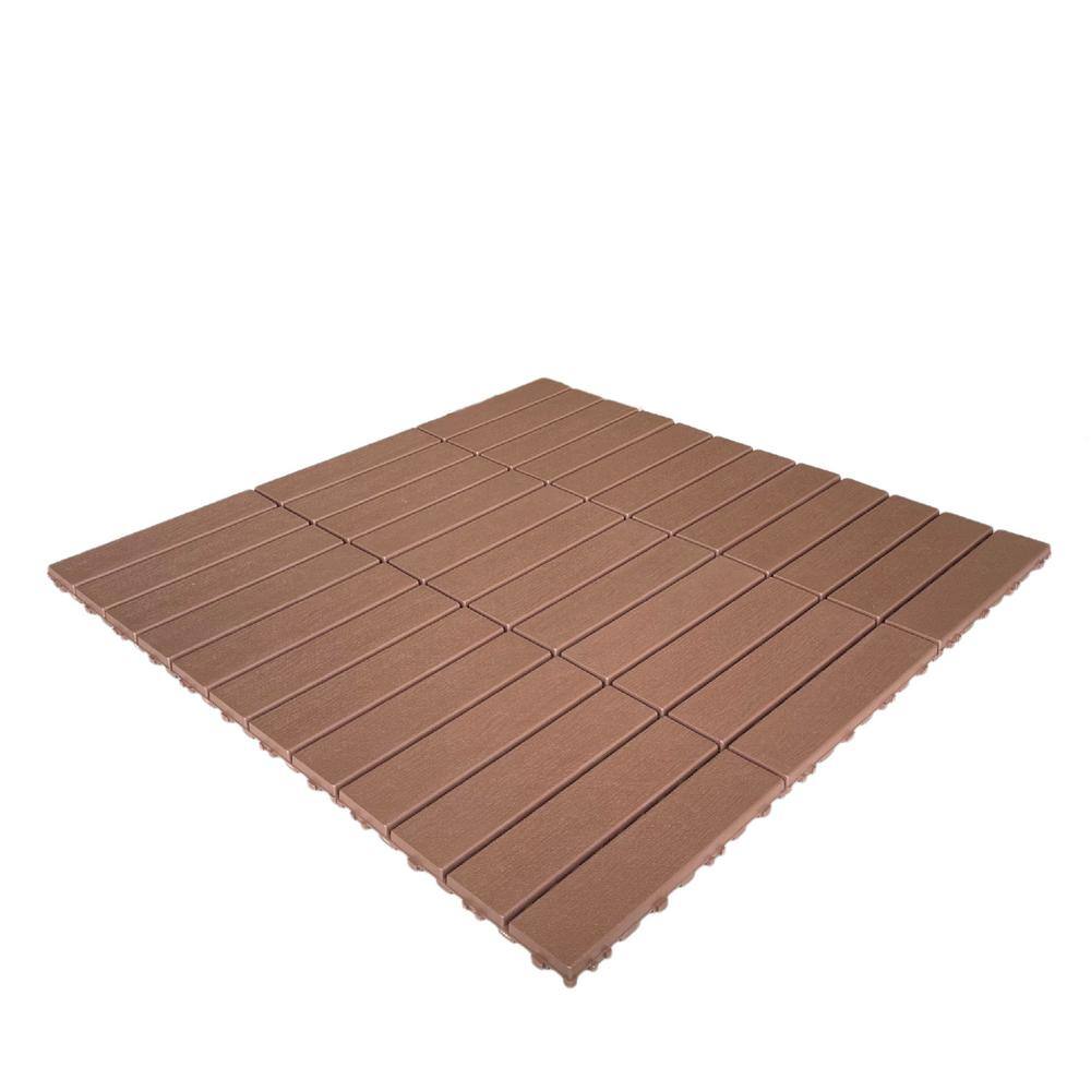 12 in. x 12 in. x 0.75 in. Outdoor Interlocking Waterproof Polypropylene Flooring in Dark Brown (Set of 44) 44 sq. ft. W-ZCS-69