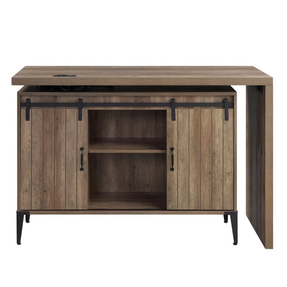 ACME Zakwani Writing Desk w/USB Desk  Rustic Oak  ...